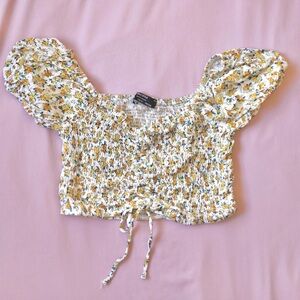 Bershka | Printed blouse with shirring